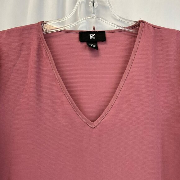 IZ Byer Womens V-Neck Ruffle Long Sleeve Pullover Mauve Blouse Small - Picture 3 of 9